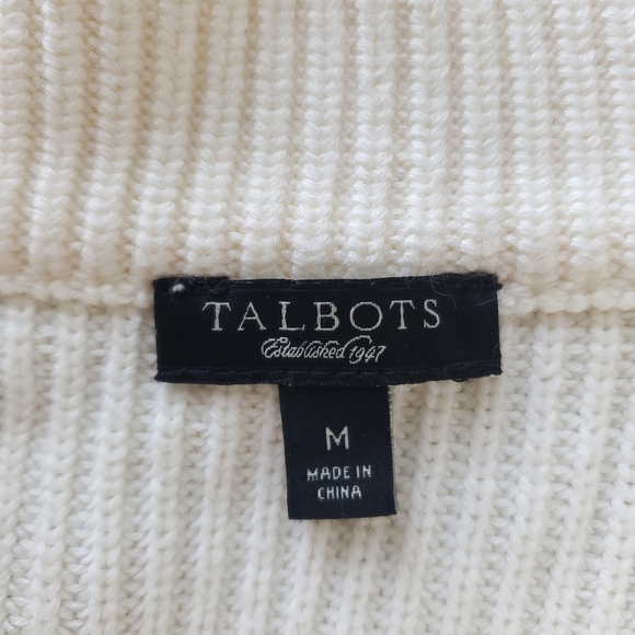 Talbots Womens Knit Cardigan Sweater Size M Button Front Cream Neutral Old Money - Picture 2 of 12